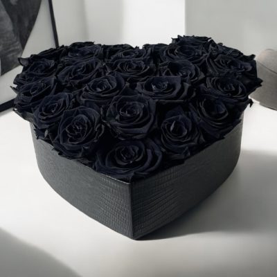 "UNIQUE ROSES" Herz Large SCHWARZ in Lederoptik Schwarz