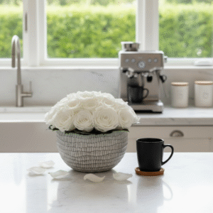 Infinity Crackle - Coupe en céramique raffinée avec roses à l'infini en blanc – Image 3