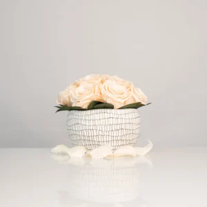 Infinity Crackle – Edle Keramikschale mit Infinity-Rosen in Champagne – Bild 1