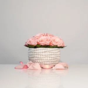 Infinity Crackle – Edle Keramikschale mit Infinity-Rosen in Hellrosa – Bild 1