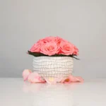 Infinity Crackle Keramikschale mit rosa Rosen