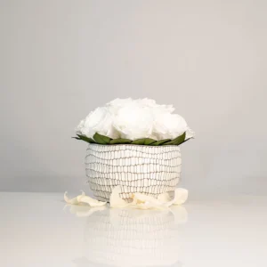 Infinity Crackle – Edle Keramikschale mit Infinity-Rosen in Weiss – Bild 1